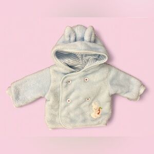 Bunnies By The Bay Blue Fleece Bunny Ear Hooded Jacket 0–3 Months